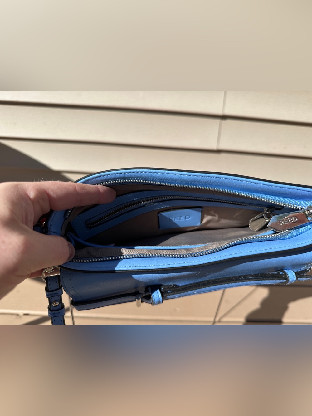 REED by Reed Krakoff Blue Periwinkle 3-in-1 Wristlet Clutch Crossbody - Picture 7 of 9